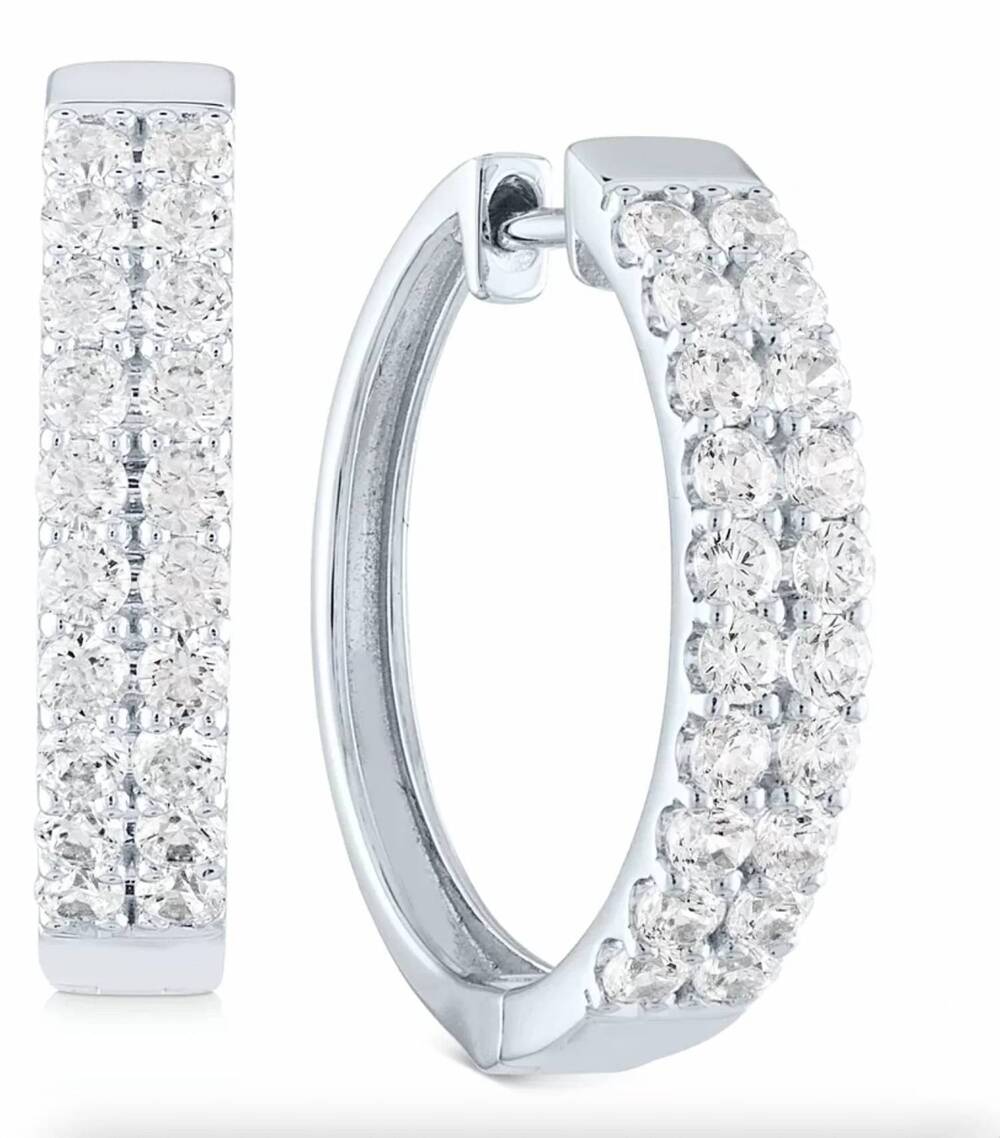 NEW R.H. MACY & CO. FINE JEWELRY women's lab grown diamond pave hoop earrings in